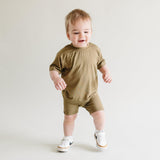 Bamboo Tee & Bike Shorts Set Milk & Baby