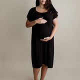 Black Ribbed Labor & Delivery Gown Milk & Baby