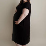 Black Ribbed Labor & Delivery Gown Milk & Baby