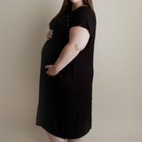 Black Ribbed Labor & Delivery Gown Milk & Baby