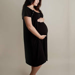 Black Ribbed Labor & Delivery Gown Milk & Baby