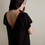 Black Ribbed Labor & Delivery Gown Milk & Baby