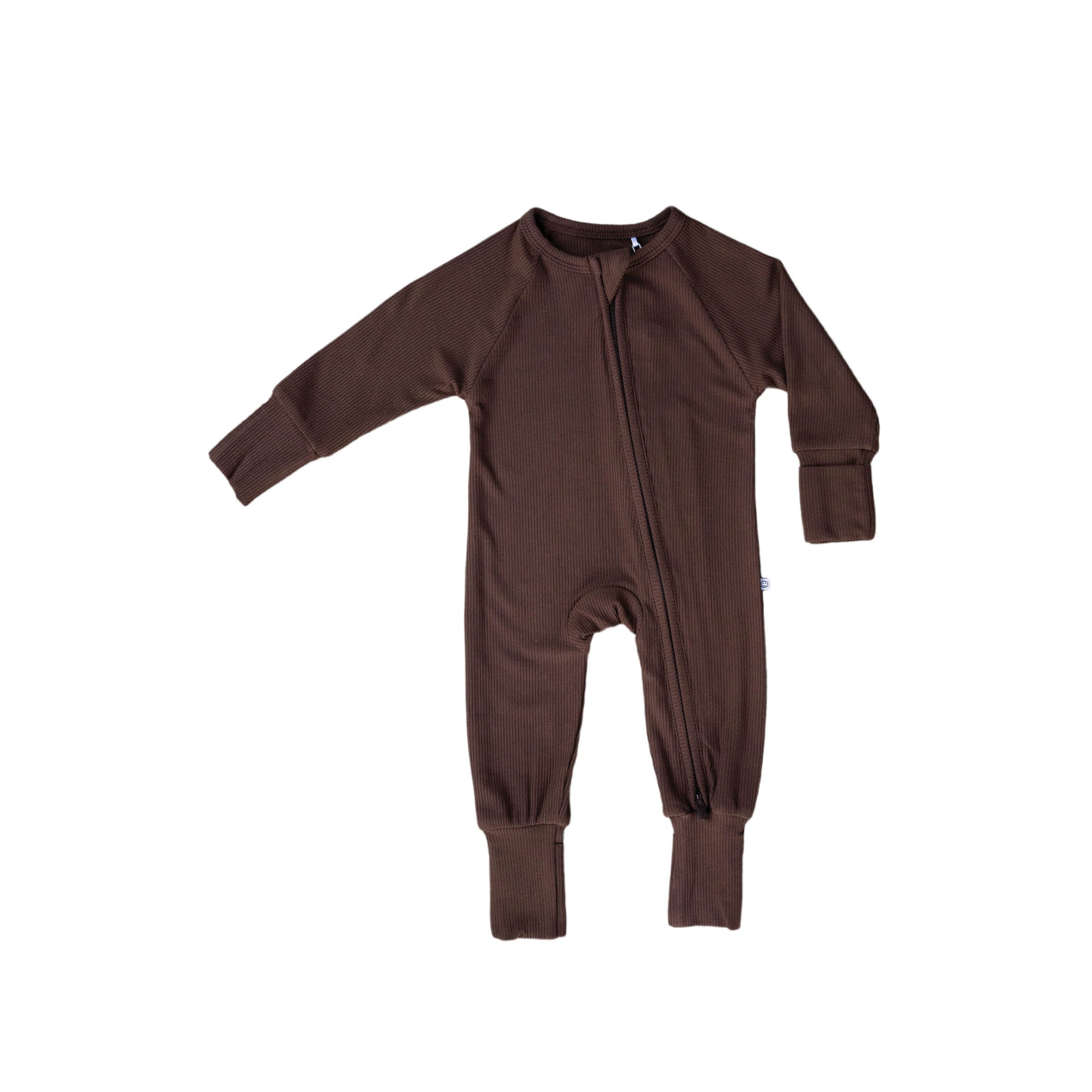 Cowboy Coffee | Ribbed Bamboo Zip Romper Milk & Baby