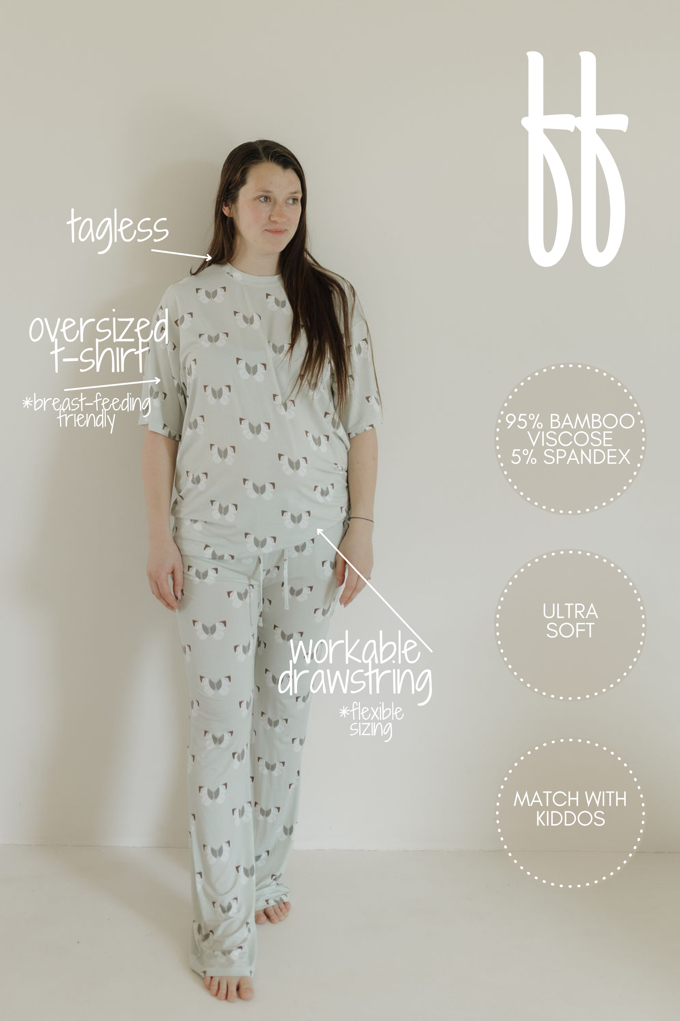 Butterflies | Short Sleeve Women's Bamboo Pajamas | Milk & Baby