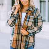 Women Plaid Buttoned Shirt Milk & Baby