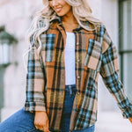 Women Plaid Buttoned Shirt Milk & Baby