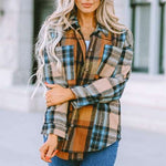 Women Plaid Buttoned Shirt Milk & Baby