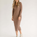 Cassie Quarter Button Knit Midi Dress