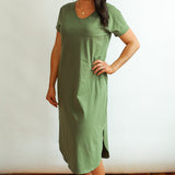 Invisible Zipper Midi Breastfeeding T-Shirt Dress