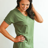 Invisible Zipper Midi Breastfeeding T-Shirt Dress