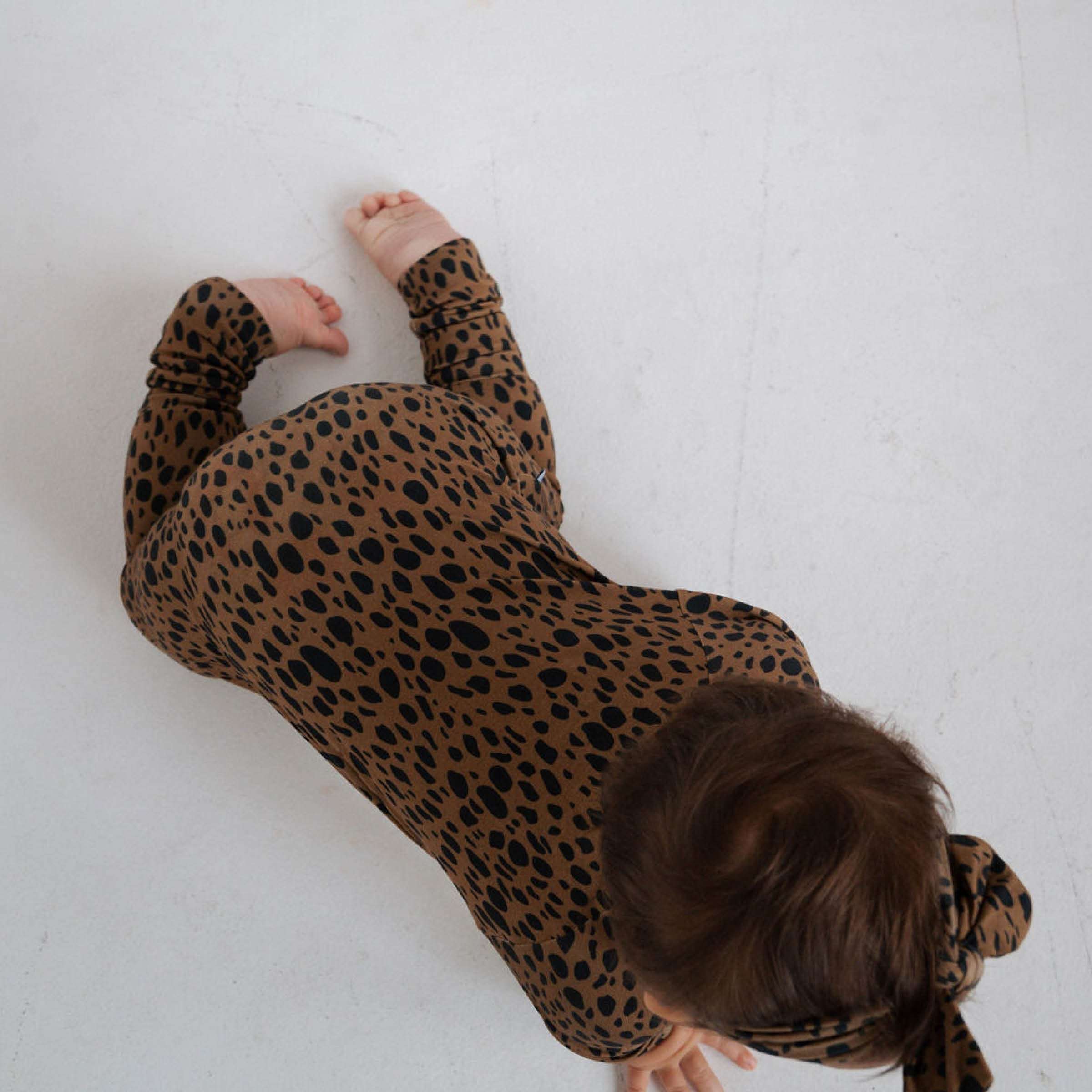 Cheetah | Bamboo Zip Romper Milk & Baby