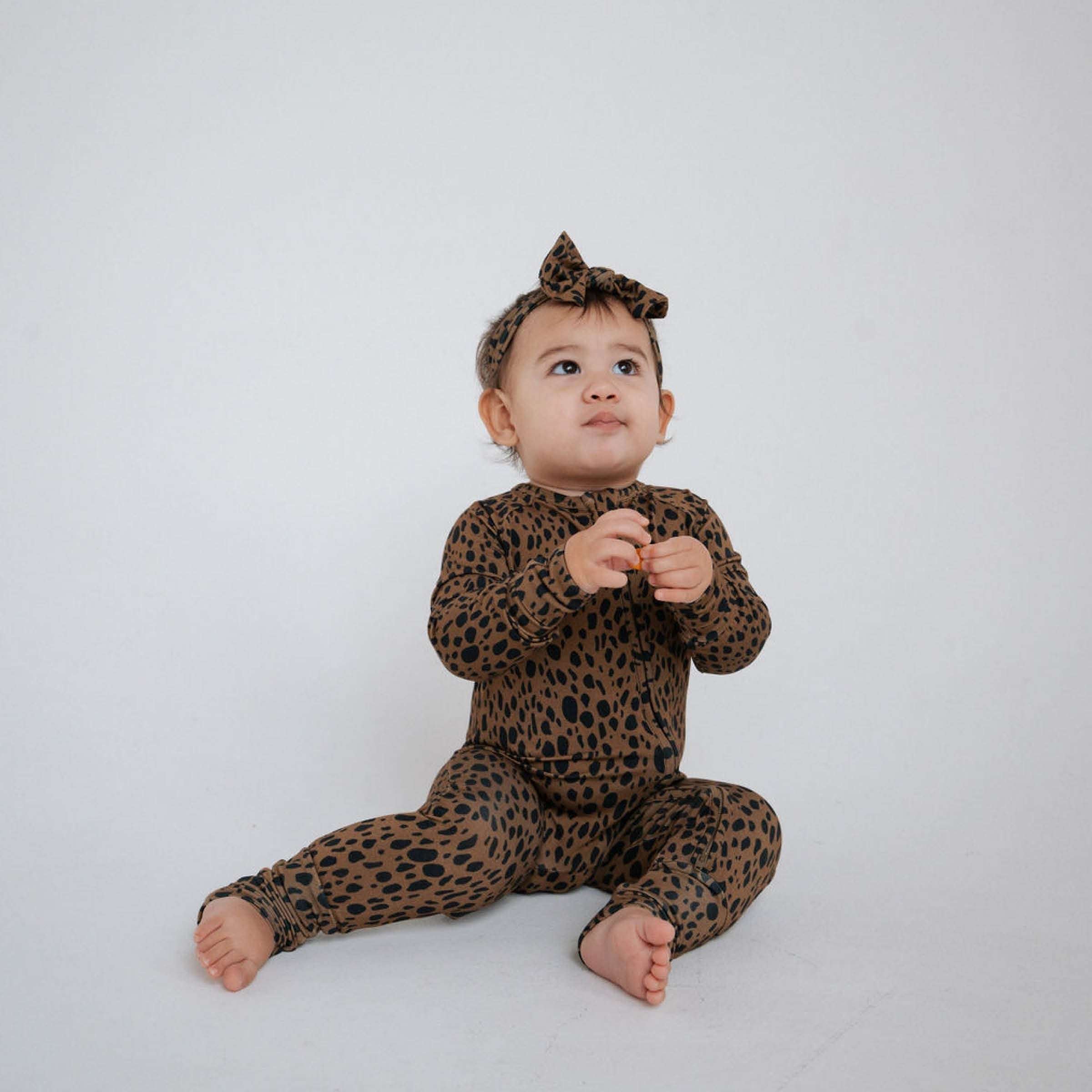 Cheetah | Bamboo Zip Romper Milk & Baby