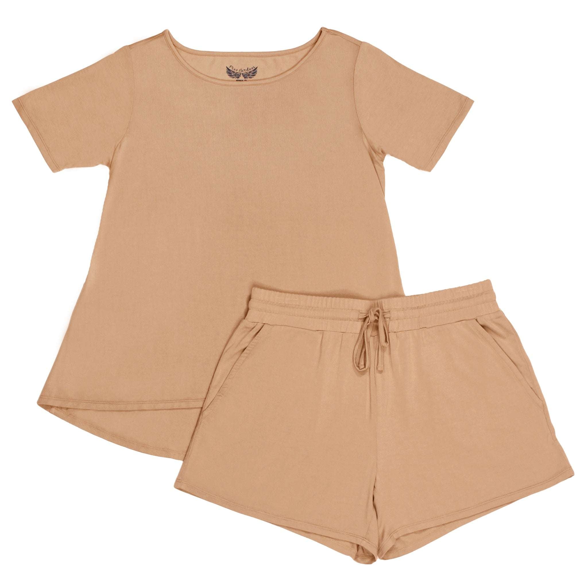 Coca Mocha Women's Short Sleeve & Shorts Pajama Set Milk & Baby