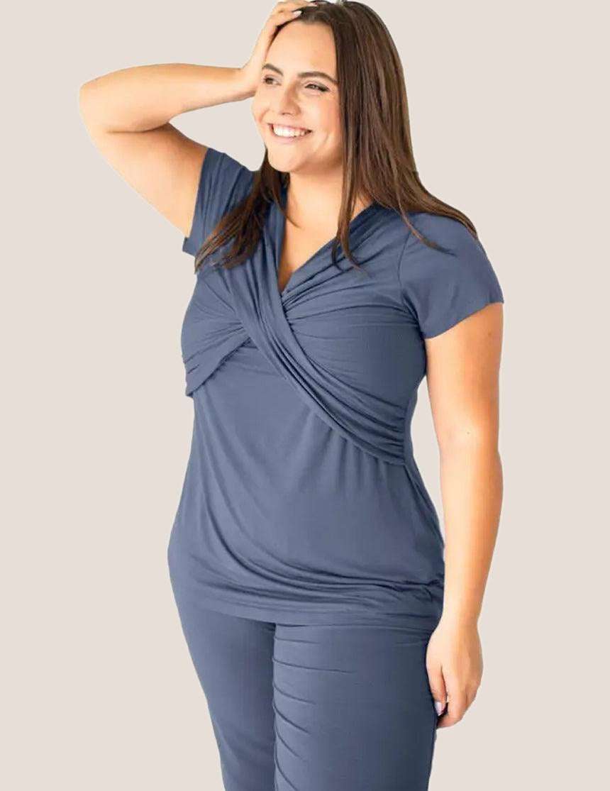 Davy Maternity & Nursing Pajama Set | Slate Blue Milk & Baby