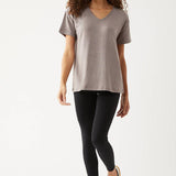 Devotion Slouchy V-Neck Maternity & Nursing Top in Pebble Milk & Baby