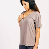 Devotion Slouchy V-Neck Maternity & Nursing Top in Pebble Milk & Baby