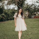 Eden Short Sleeve Dot Dress | Ivory