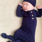 Emerson Newborn Knotted Gown Set - Navy Milk & Baby