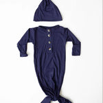 Emerson Newborn Knotted Gown Set - Navy Milk & Baby