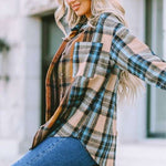 Women Plaid Buttoned Shirt Milk & Baby