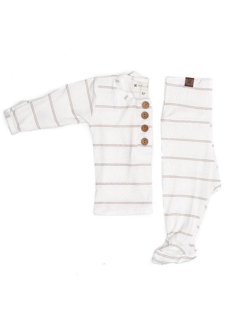 Fawn Striped Everything Newborn Top & Bottom Milk & Baby