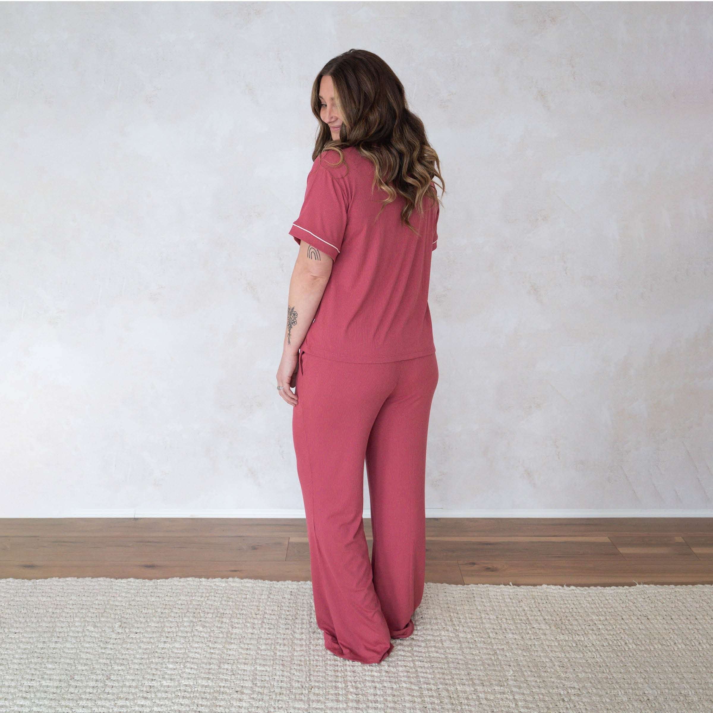 Berry Ribbed | Women's Flare Set Milk & Baby