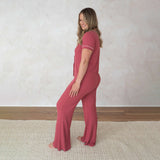 Berry Ribbed | Women's Flare Set Milk & Baby