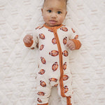 Football Print Bamboo Zippy Romper | Milk & Baby