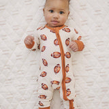 Football Print Bamboo Zippy Romper | Milk & Baby