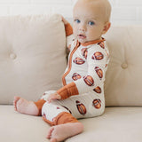 Football Print Bamboo Zippy Romper | Milk & Baby 