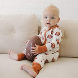 Football Print Bamboo Zippy Romper | Milk & Baby