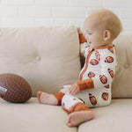 Football Print Bamboo Zippy Romper | Milk & Baby