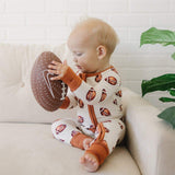 Football Print Bamboo Zippy Romper | Milk & Baby