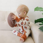 Football Print Bamboo Zippy Romper | Milk & Baby 