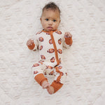 Football Print Bamboo Zippy Romper | Milk & Baby 