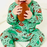 Football | Soft & Stretchy Zipper Footie Milk & Baby