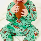 Football | Soft & Stretchy Zipper Footie Milk & Baby