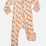 Soft & Stretchy Zipper Footie | Bacon & Eggs Pink Milk & Baby