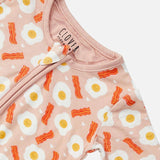 Soft & Stretchy Zipper Footie | Bacon & Eggs Pink Milk & Baby