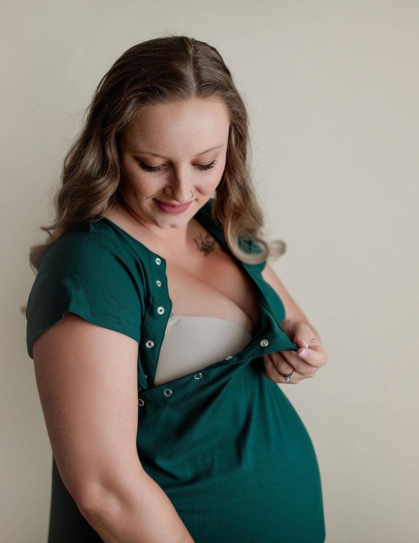 Forest Green Labor & Delivery Gown - Milk & Baby 