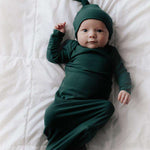 Forest Green Ribbed Knotted Gown Set Milk & Baby