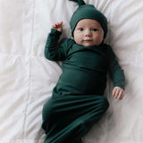 Forest Green Ribbed Knotted Gown Set Milk & Baby