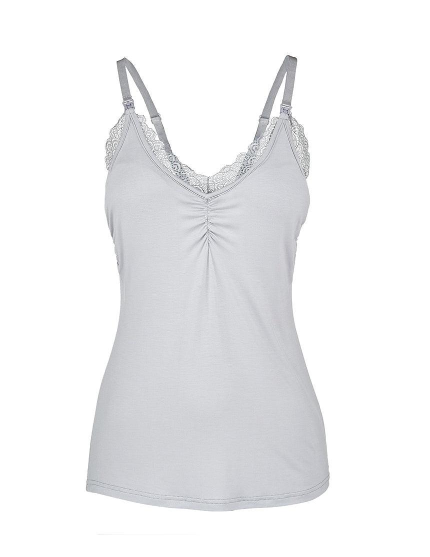 French Grey Lace Nursing Camisole - Milk & Baby 