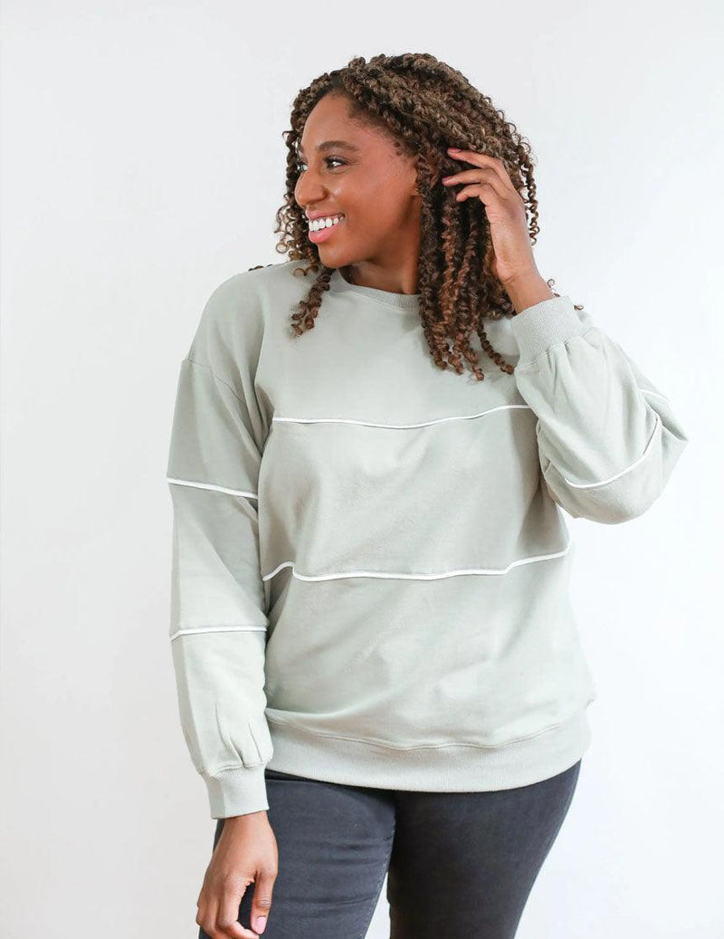 Sage French Terry Nursing Sweatshirt with Piping – Milk & Baby