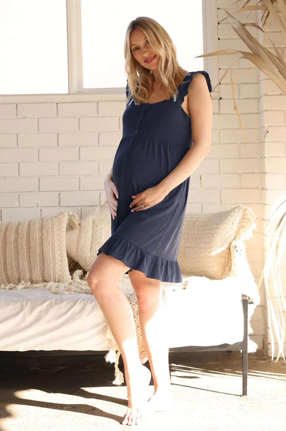 Grace Labor & Nursing Nightgown | Navy Milk & Baby