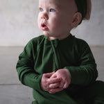 Everyday Green | Ribbed Bamboo Zip Romper | Milk & Baby