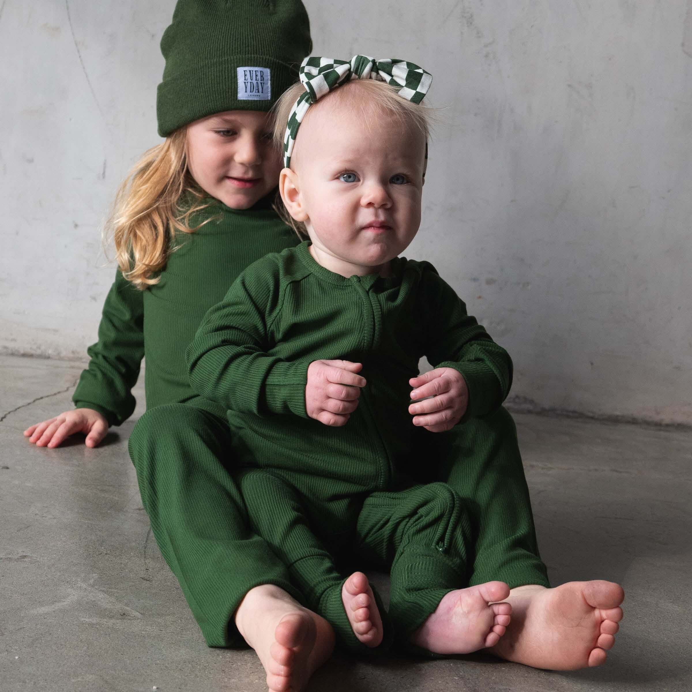 Everyday Green | Ribbed Bamboo Zip Romper | Milk & Baby