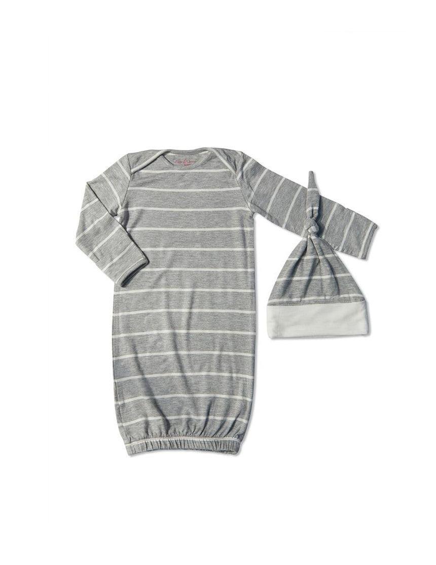 Heather Grey Stripe Analise 5-Piece Maternity & Nursing PJ Set - Milk & Baby 