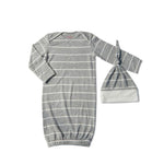 Heather Grey Stripe | Mommy Pajamas & Baby Set Milk & Baby