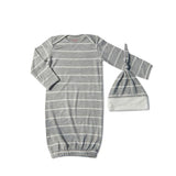 Heather Grey Stripe | Mommy Pajamas & Baby Set Milk & Baby